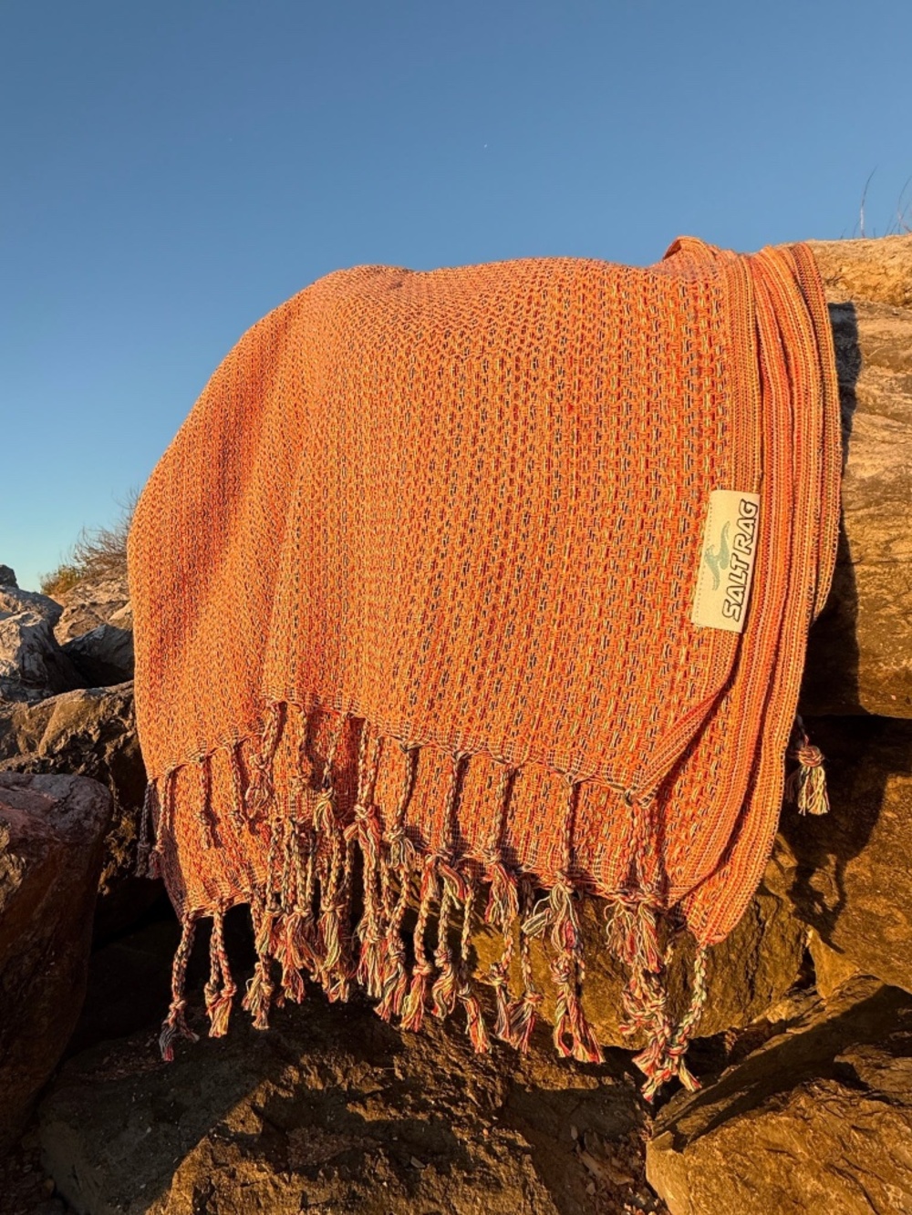 Ahi Rag Orange — Salt Rag™ Sand-Resistant Turkish Beach Towel - Picture 2 of 4
